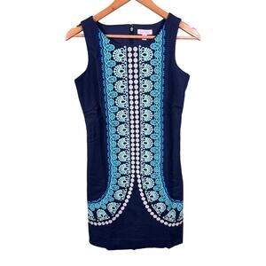 Lilly Pulitzer Shift Dress Women's XS Embroidered Crochet Sleeveless Summer Wear